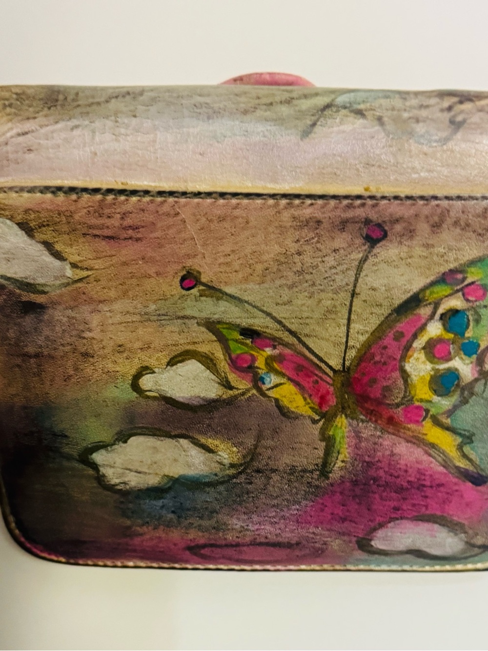 Anuschka Pink Floral Leather Crossbody with 3D Flower